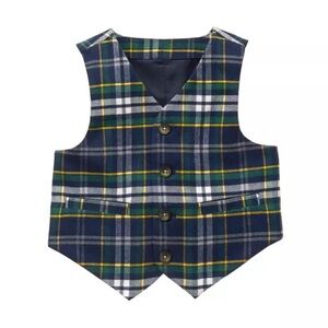 Janie and Jack Plaid Vest with Adjustable Back Strap - 2T
